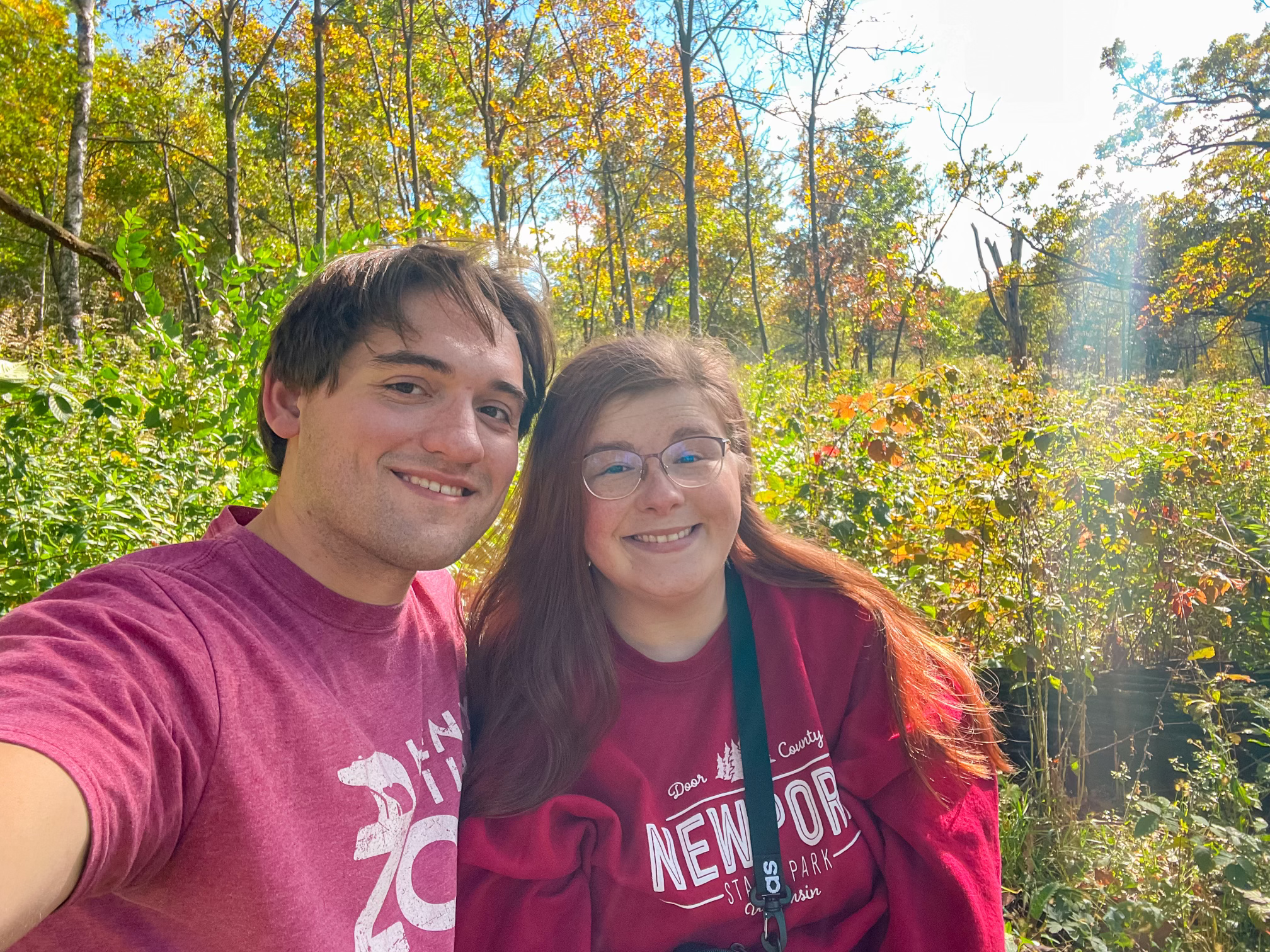 Selfie with my wife on a hiking trail in the fall