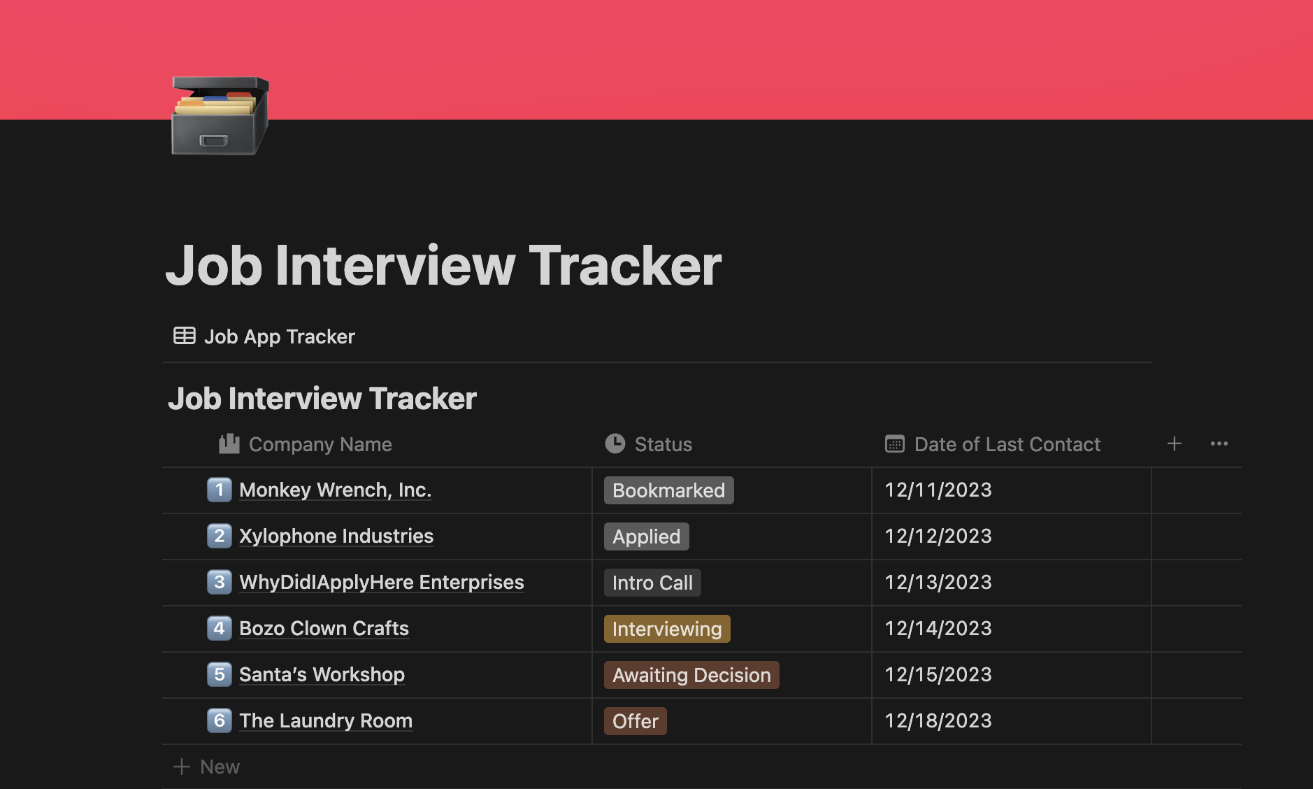 Job Interview Tracker preview