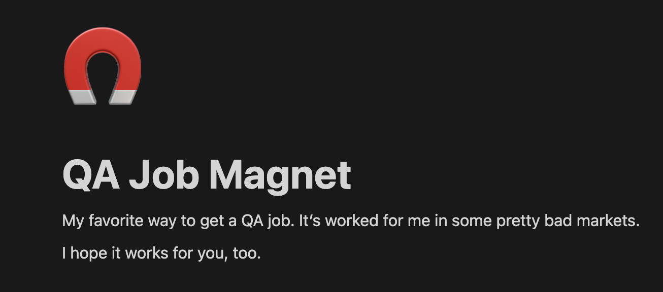 QA Job Magnet preview