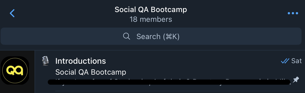 Social QA Bootcamp Telegram community