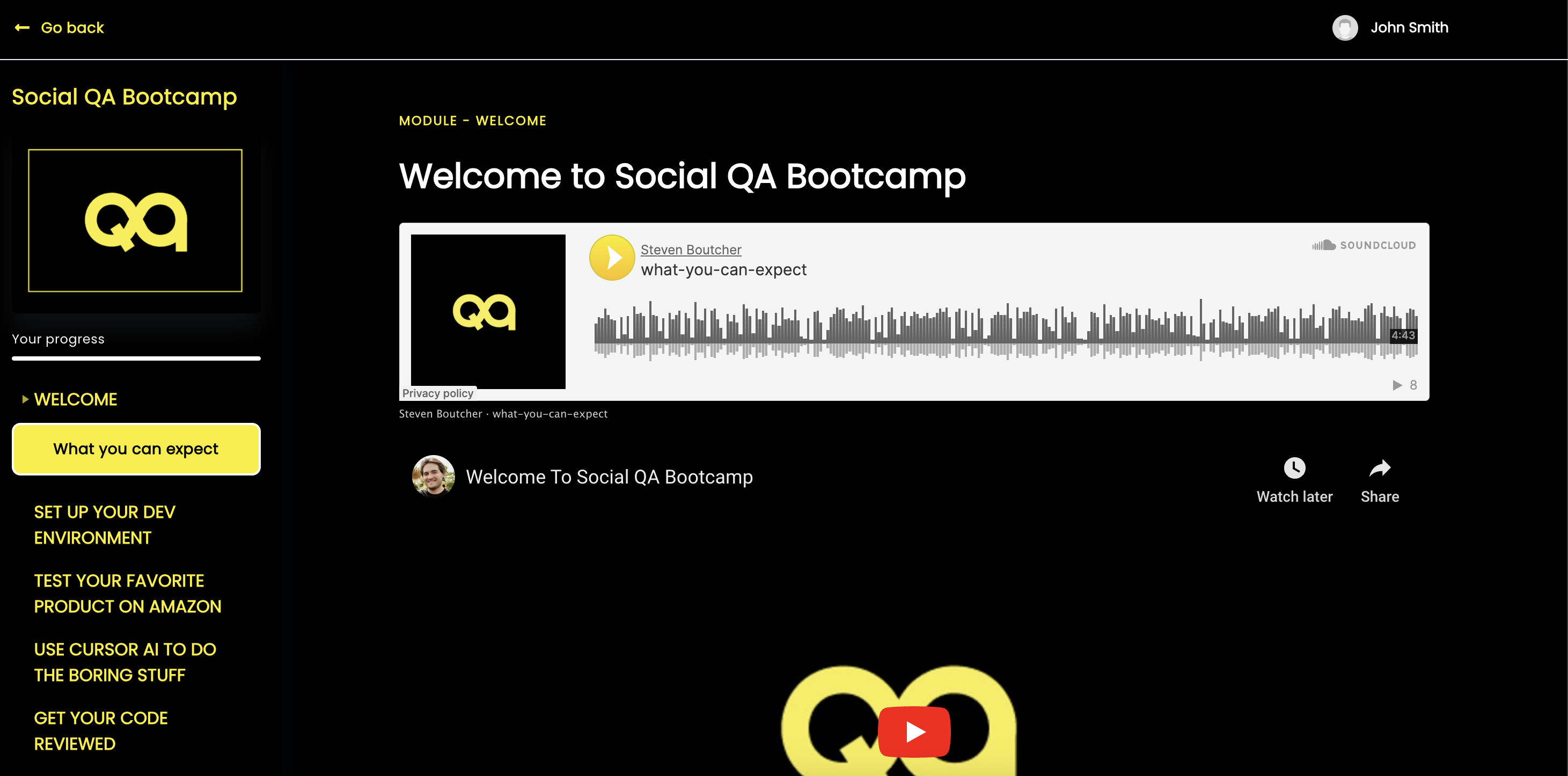 ThriveCart Learn dashboard showing the course modules